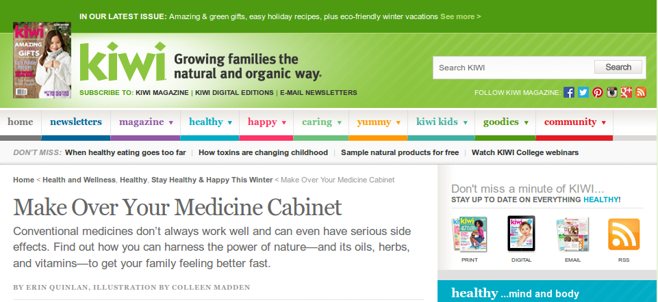 Quoted in Kiwi Magazine: “Make Over Your Medicine Cabinet”
